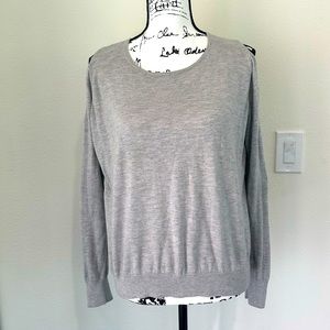 Cold Shoulder Minnie Rose Size Med Gray Knit Light Weight Long Sleeve